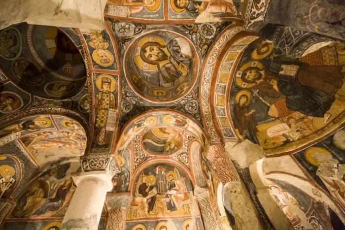 Framed Print : Frescos in ceiling of Karaklin (Dark) Church Framed Print : Frescos in ceiling of Karaklin (Dark) Church