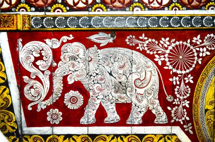 Framed Print : Frescos in first chamber of Dowa Raja Maha Viharaya Temple, near Ella and Bandarawela Framed Print : Frescos in first chamber of Dowa Raja Maha Viharaya Temple, near Ella and Bandarawela