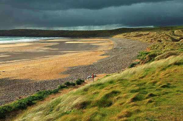Freshwater West beach on the Pembrokeshire coastal path in Southwest Wales