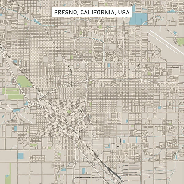 Fresno California US City Street Map