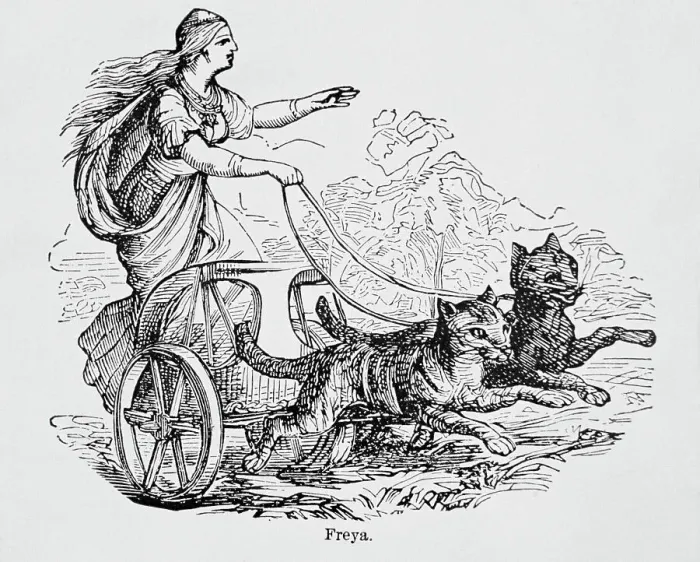 Framed Print : Freya Riding Chariot Driven by Cats Framed Print : Freya Riding Chariot Driven by Cats