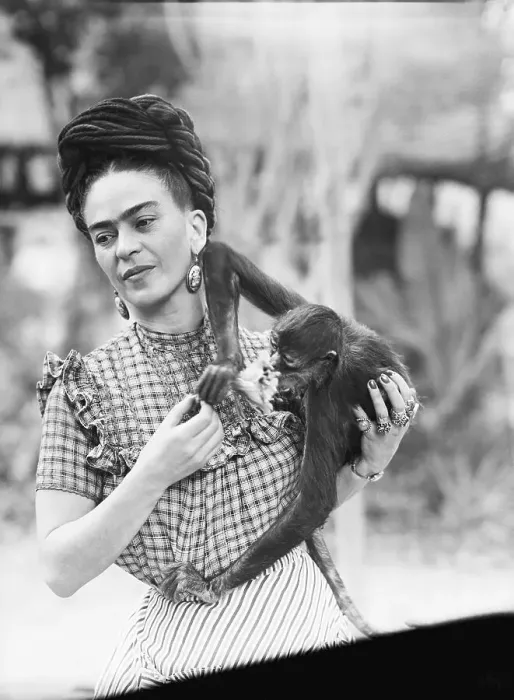 Framed Print : Frida Kahlo Holding Her Pet Monkey Framed Print : Frida Kahlo Holding Her Pet Monkey