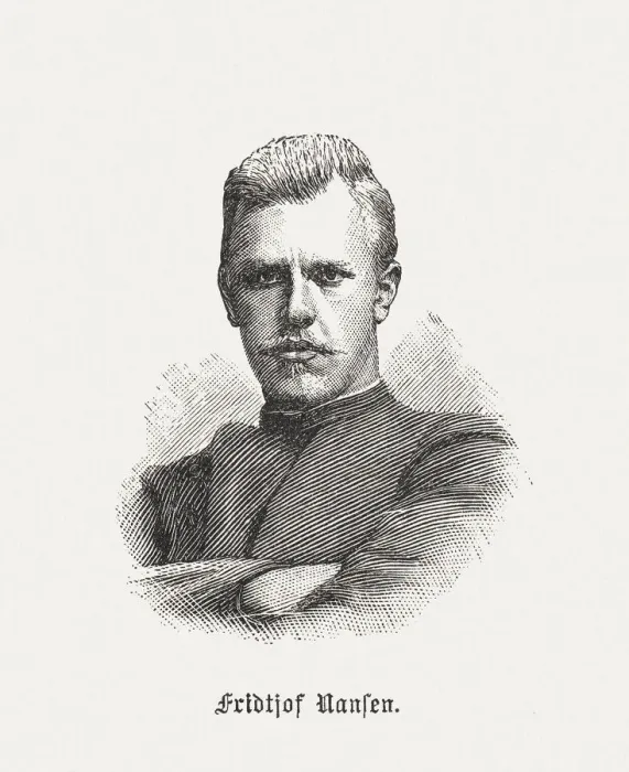Framed Print : Fridtjof Nansen (1861-1930), Norwegian explorer, wood engraving, published in 1898 Framed Print : Fridtjof Nansen (1861-1930), Norwegian explorer, wood engraving, published in 1898