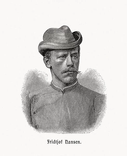 Fridtjof Nansen (1861-1930), Norwegian explorer, wood engraving, published in 1900
