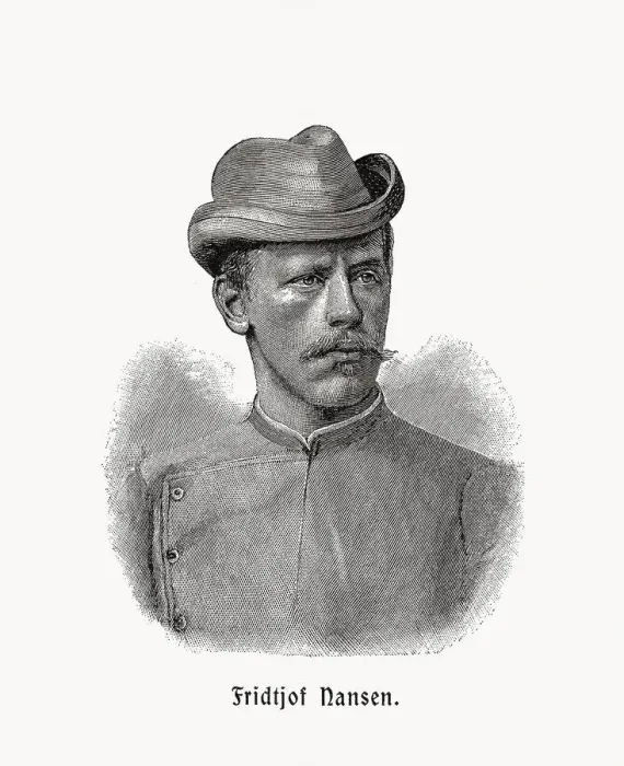 Framed Print : Fridtjof Nansen (1861-1930), Norwegian explorer, wood engraving, published in 1900 Framed Print : Fridtjof Nansen (1861-1930), Norwegian explorer, wood engraving, published in 1900