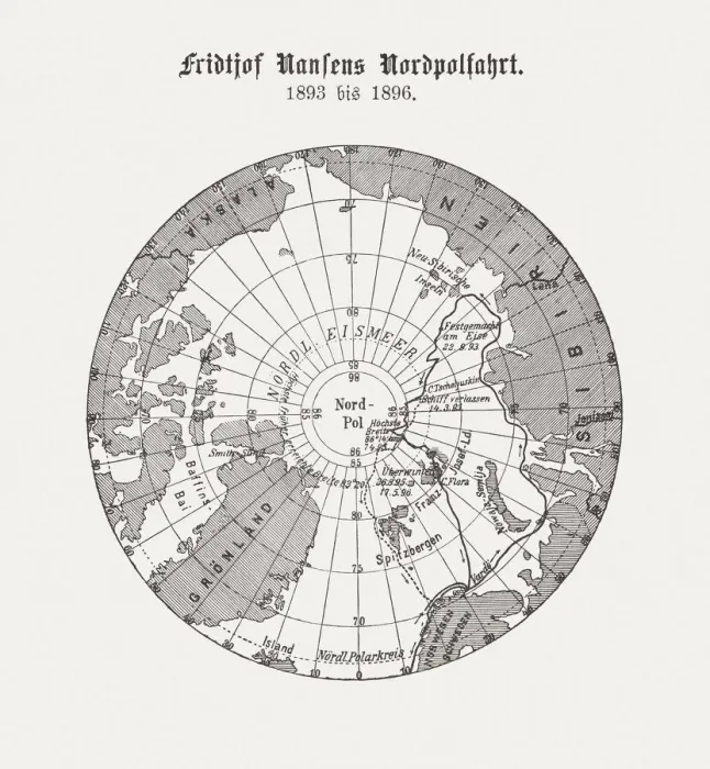 Framed Print : Fridtjof Nansens northern polar expedition (1893-1896), wood engraving, published 1898