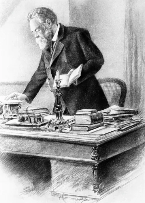Framed Print : Friedrich Engels Working in His Office