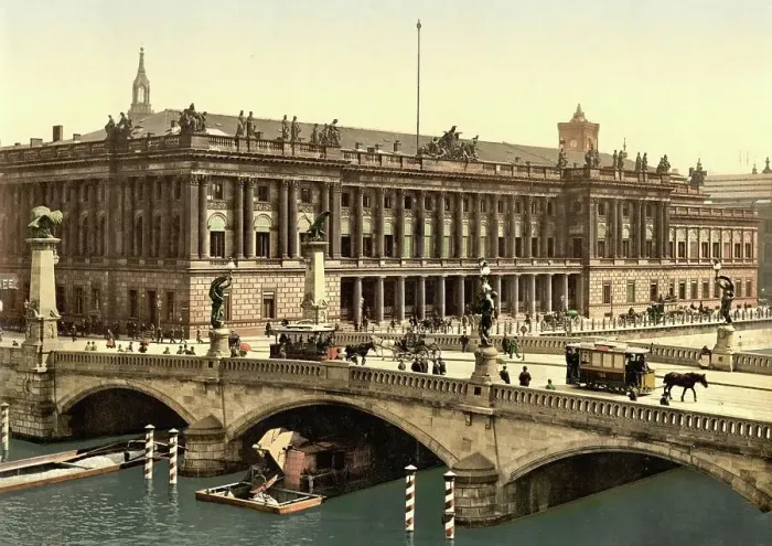Framed Print : Friedrichbruecke and the Stock Exchange in Berlin, c. 1890, Germany, Historic, digitally restored reproduction from a 19th century original Framed Print : Friedrichbruecke and the Stock Exchange in Berlin, c. 1890, Germany, Historic, digitally restored reproduction from a 19th century original