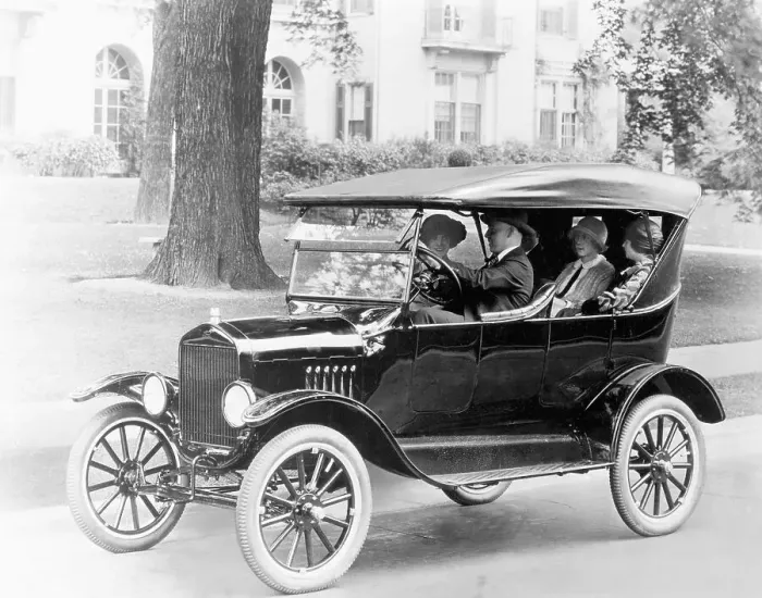Framed Print : Friends Driving in 1923 Ford Model T