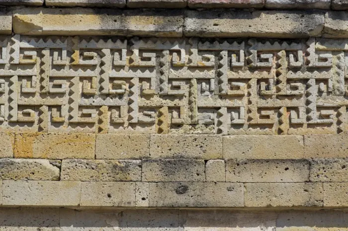 Framed Print : Detail of frieze with geometric decoration, Mitla