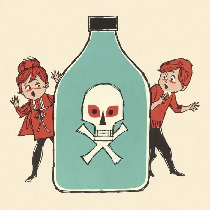 Framed Print : Frightened Boy and Girl With Poison Bottle Framed Print : Frightened Boy and Girl With Poison Bottle