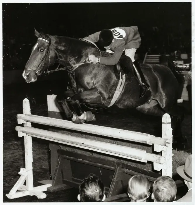Framed Print : Fritz Thiedemann Taking a Jump on Horse