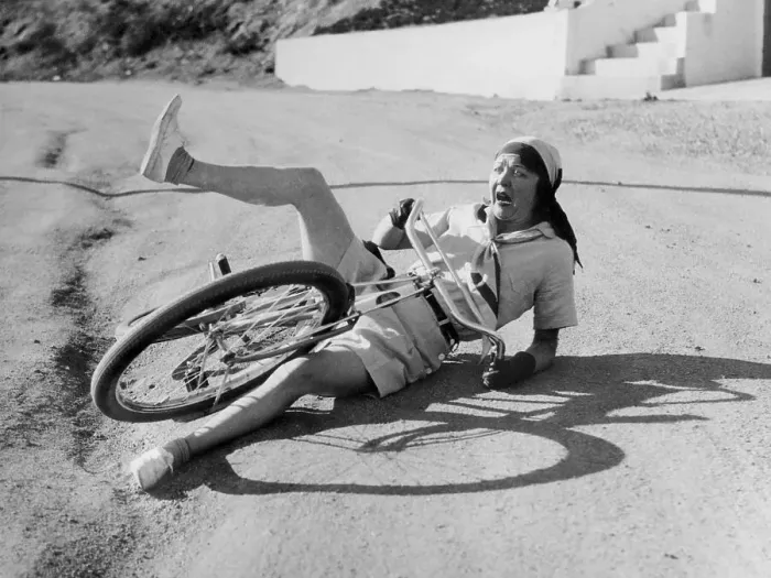 Framed Print : Fritzi Ridgeway Falling Off Bicycle Framed Print : Fritzi Ridgeway Falling Off Bicycle