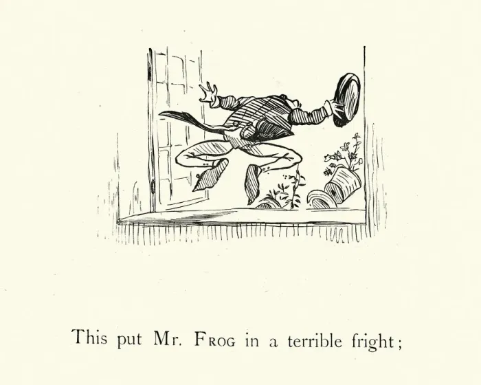 Framed Print : Frog He Would A-Wooing Go, nursery rhyme, This put Mr Frog in a terrible fright Framed Print : Frog He Would A-Wooing Go, nursery rhyme, This put Mr Frog in a terrible fright