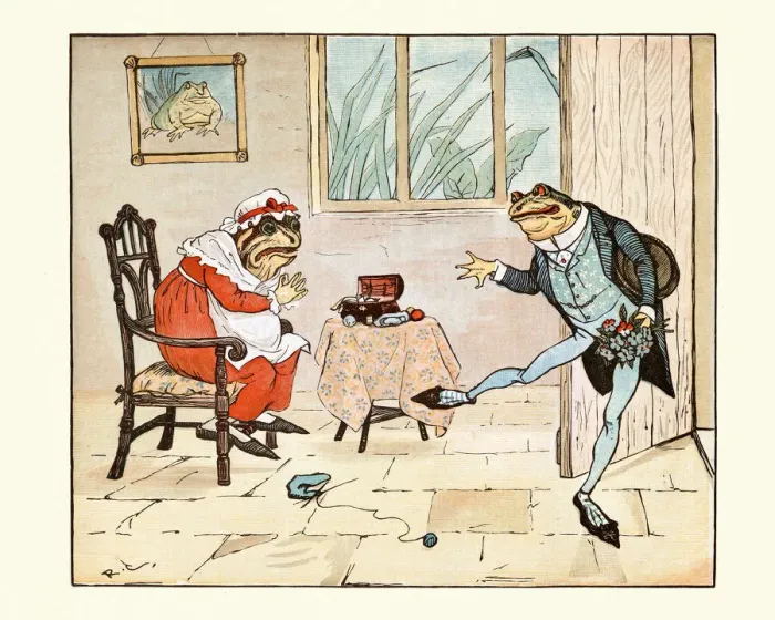 Framed Print : Frog He Would A-Wooing Go, Randolph Caldecott, childrens nursery rhyme Framed Print : Frog He Would A-Wooing Go, Randolph Caldecott, childrens nursery rhyme