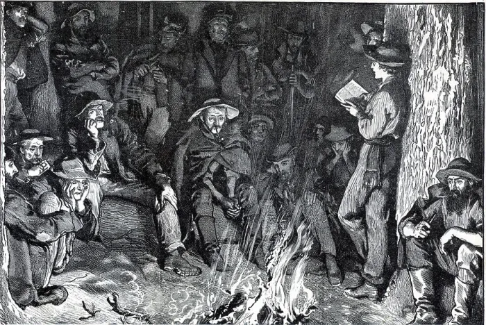 Framed Print : Frontiersman Reading By Fire; Drawing Framed Print : Frontiersman Reading By Fire; Drawing