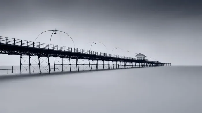 Framed Print : Frozen. February 16, 2020. Southport Pier, Merseyside, UK Framed Print : Frozen. February 16, 2020. Southport Pier, Merseyside, UK
