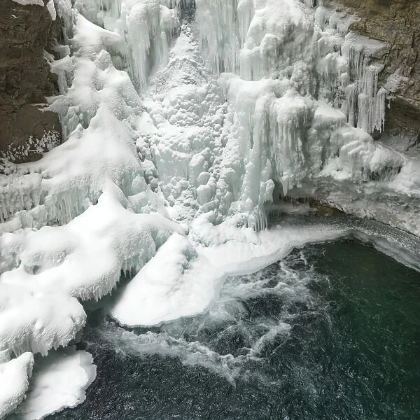 Frozen waterfall in Johnston Canyon, Banff National Park