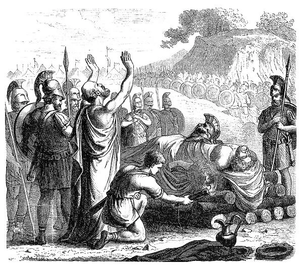 Funeral rites following the Battle of Coronea (also known as the First Battle of Coronea)