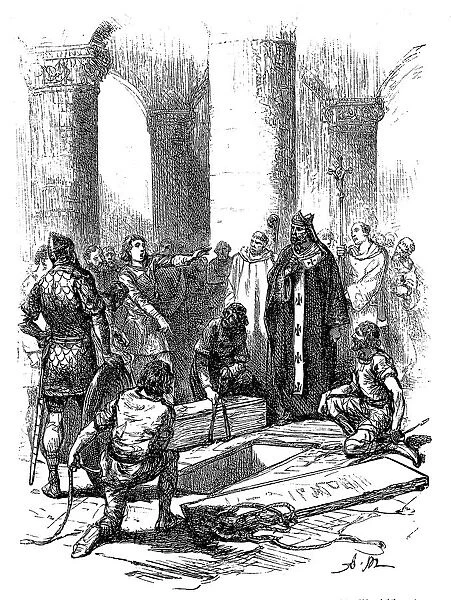 Funeral of William the Conqueror at Caen, engraving, England
