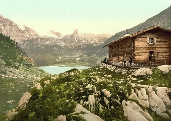 Framed Print : The Funtensee with Schottmalhorn, Upper Bavaria, c. 1890, Germany, Historic, digitally restored reproduction from a 19th century original Framed Print : The Funtensee with Schottmalhorn, Upper Bavaria, c. 1890, Germany, Historic, digitally restored reproduction from a 19th century original