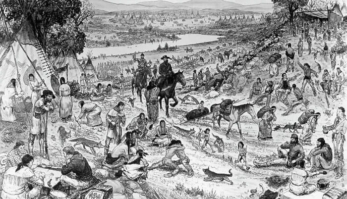 Framed Print : Fur Trappers And Traders At Rendez-Vous Framed Print : Fur Trappers And Traders At Rendez-Vous