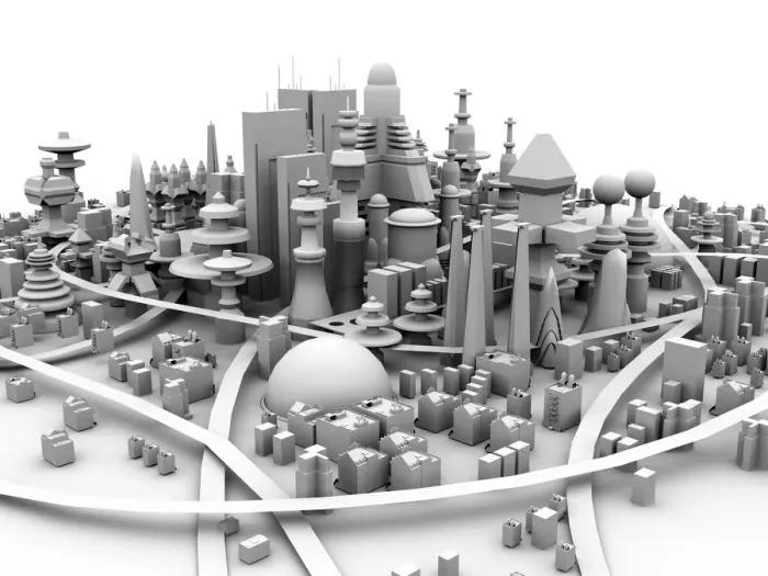Framed Print : Future city, artwork Framed Print : Future city, artwork