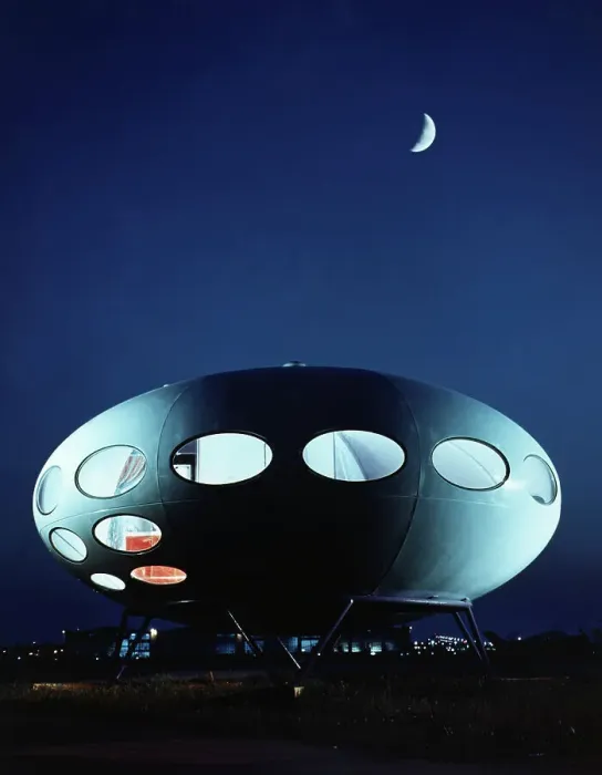 Framed Print : Futuro II, a Flying Saucer-Shaped House Framed Print : Futuro II, a Flying Saucer-Shaped House