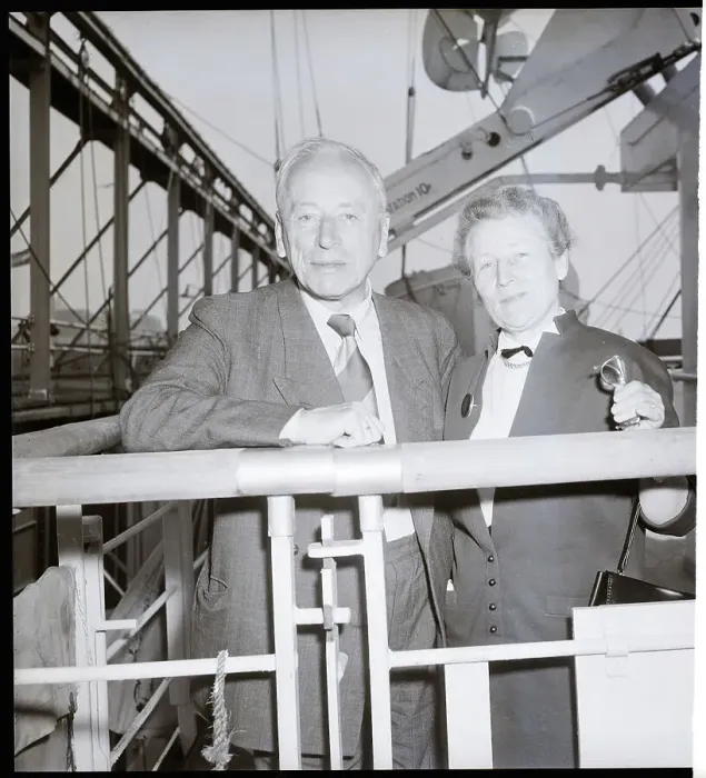 Framed Print : F.Zernike With His Wife Helen On Ship Framed Print : F.Zernike With His Wife Helen On Ship
