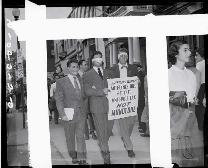 Framed Print : Gagged Protesters with Anti-Mundt Sign Framed Print : Gagged Protesters with Anti-Mundt Sign