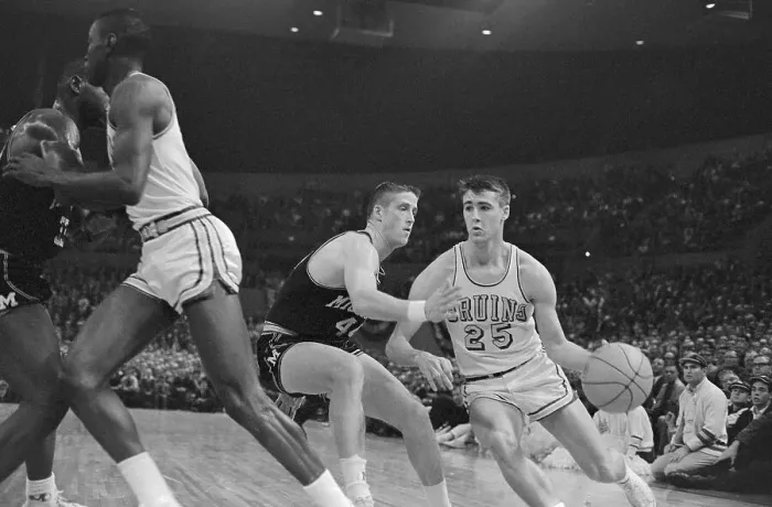 Framed Print : Gail Goodrich Running Past George Pomey Framed Print : Gail Goodrich Running Past George Pomey