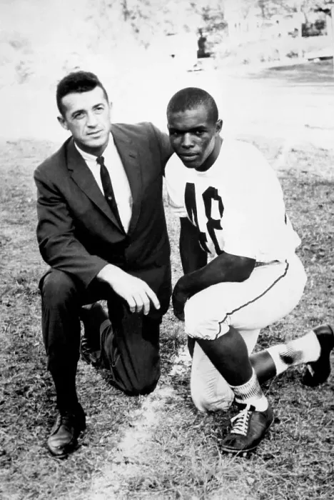 Framed Print : Gale Sayers and Kansas Coach Jack Mitchell
