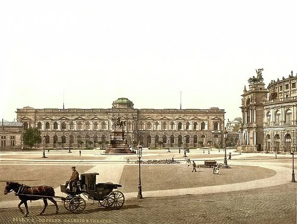 Gallery and Theatre in the Old Town of Dresden, Saxony, Germany, Historical, Photochrome print from the 1890s