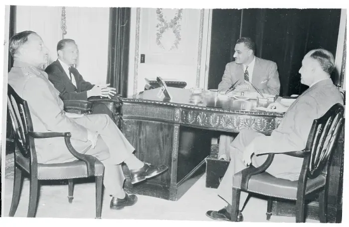 Framed Print : Gamal Abdel Nasser with ELM Burns and Dag Hammarskjold Framed Print : Gamal Abdel Nasser with ELM Burns and Dag Hammarskjold