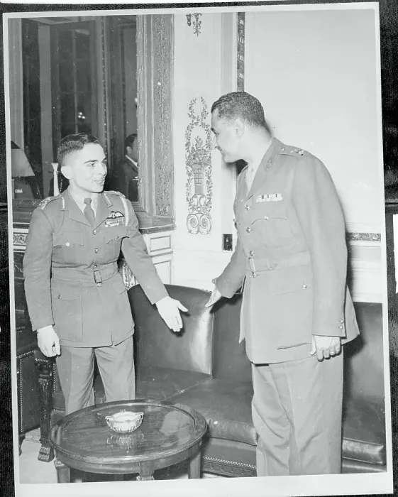 Framed Print : Gamal Abdel Nasser and King Hussein Exchanging Offers for a Chair Framed Print : Gamal Abdel Nasser and King Hussein Exchanging Offers for a Chair