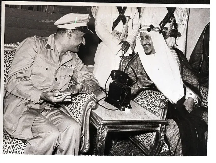 Framed Print : Gamal Abdel-Nasser and King Saud Talk Framed Print : Gamal Abdel-Nasser and King Saud Talk