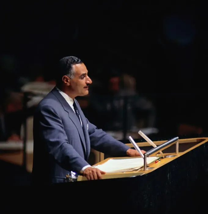 Framed Print : Gamal Abdel Nasser Speaking at Podium Framed Print : Gamal Abdel Nasser Speaking at Podium