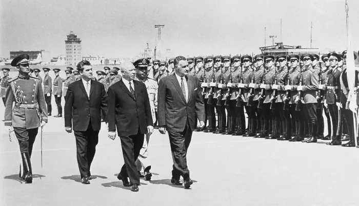 Framed Print : Gamal Nasser and Nikolai Podgorny Viewing Troops Framed Print : Gamal Nasser and Nikolai Podgorny Viewing Troops