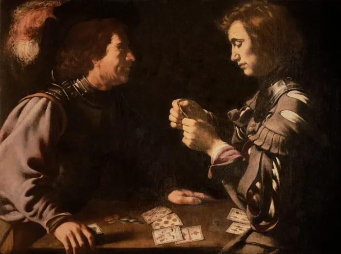 Framed Print : The Gamblers (oil on canvas) Framed Print : The Gamblers (oil on canvas)