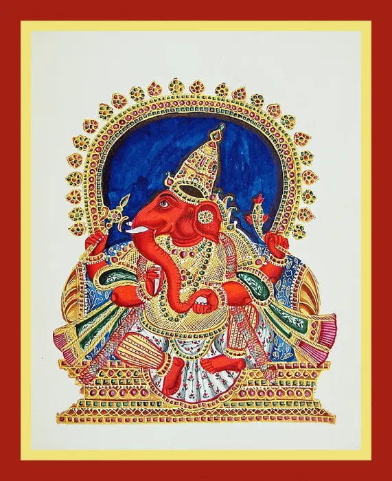 Framed Print : Ganapati seated in lalitasana on a throne Framed Print : Ganapati seated in lalitasana on a throne
