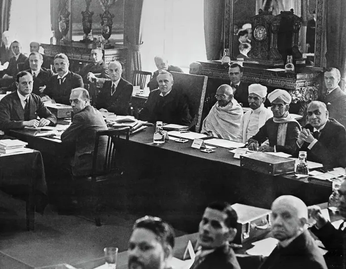 Framed Print : Gandhi and Others at Conference Table Framed Print : Gandhi and Others at Conference Table