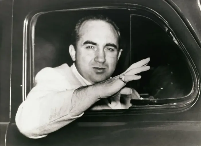 Framed Print : Gangster Mickey Cohen Waving Good Bye Framed Print : Gangster Mickey Cohen Waving Good Bye