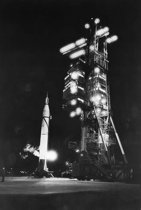 Framed Print : Gantry Crane & Jupiter-C Rocket Framed Print : Gantry Crane & Jupiter-C Rocket