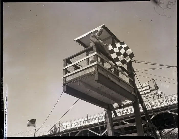 Framed Print : Gar Wood with Checkered Flag Framed Print : Gar Wood with Checkered Flag