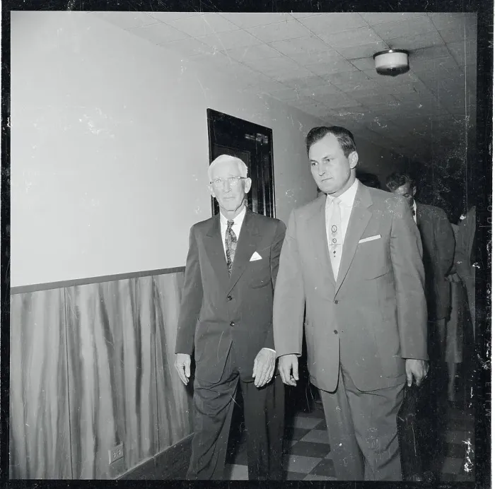 Framed Print : Gar Wood Standing Next to Robert Floyd Framed Print : Gar Wood Standing Next to Robert Floyd