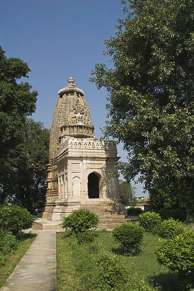 Garden in front of a temple, Kandariya Mahadeva Temple, Khajuraho, Chhatarpur District, Madhya Pradesh, India
