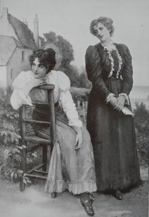 Framed Print : In the Garden Two Women Wait for Their Lovers, 1889, Austria, Historic, digital reproduction of an original 19th-century original Framed Print : In the Garden Two Women Wait for Their Lovers, 1889, Austria, Historic, digital reproduction of an original 19th-century original