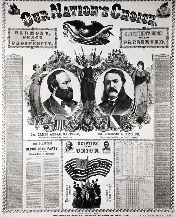 Framed Print : Garfield / Arthur Campaign Poster, 1880