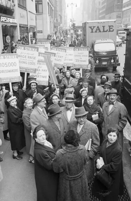 Framed Print : Garment Workers on Strike with Signs Framed Print : Garment Workers on Strike with Signs