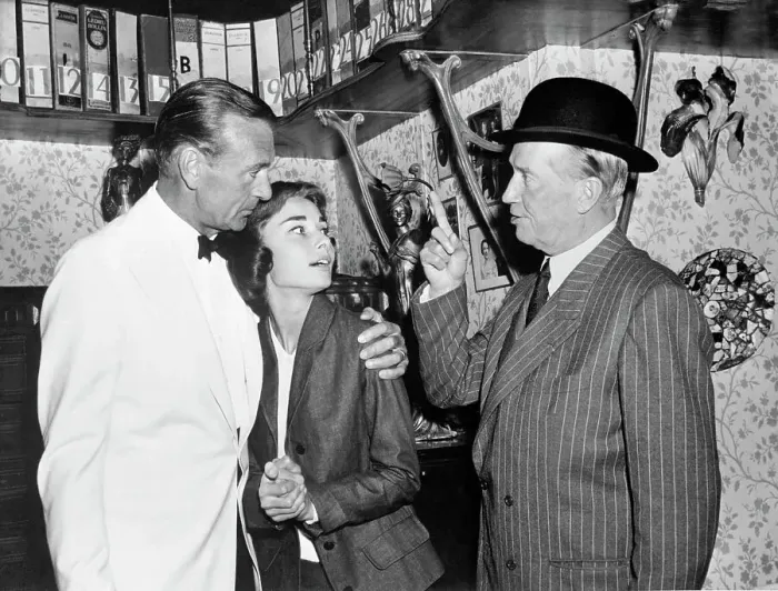 Framed Print : Gary Cooper, Audrey Hepburn and Maurice Chevalier Rehearsing Framed Print : Gary Cooper, Audrey Hepburn and Maurice Chevalier Rehearsing